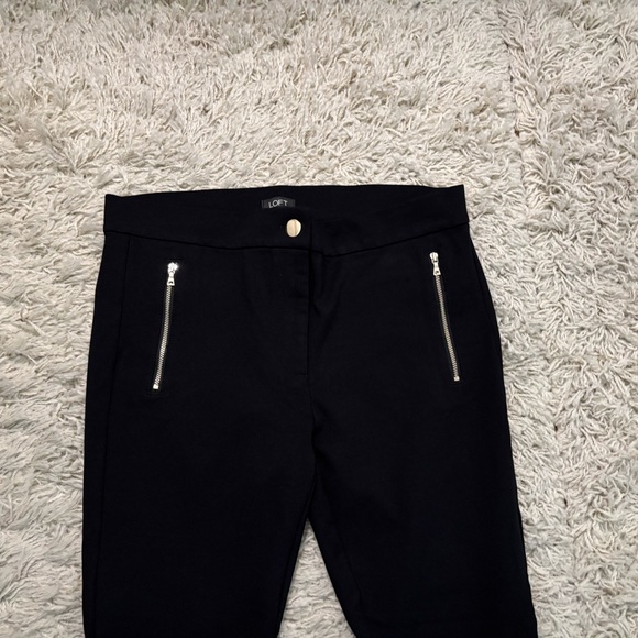 LOFT Black Pants with Gold Zippers Size 12 - Picture 5 of 10